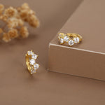 Star Constellation CZ Huggie Hoops in Sterling Silver, Silver or Gold or Rose Gold, 9mm Inner Diameter, CZ Cluster Hoops,