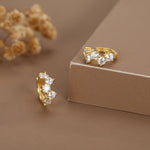 Star Constellation CZ Huggie Hoops in Sterling Silver, Silver or Gold or Rose Gold, 9mm Inner Diameter, CZ Cluster Hoops,