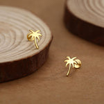 Sterling Silver Palm Tree 16G Flat Back Earrings