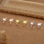 Sterling Silver Palm Tree 16G Flat Back Earrings
