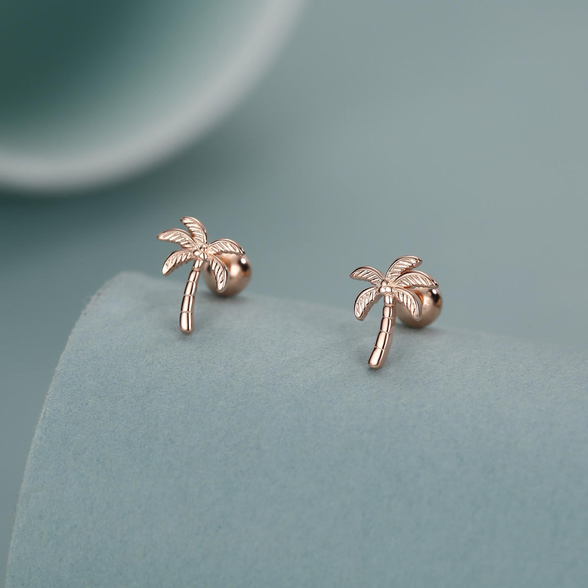 Sterling Silver Palm Tree 18G Screw Back Earrings with Ball Backs