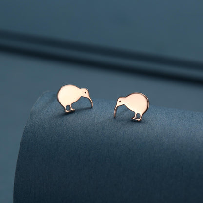 Kiwi Bird Stud Earrings in Sterling Silver, Cute Fun Quirky, Jewellery Gift for Her, Animal Lover, Nature Inspired, New Zealand Native