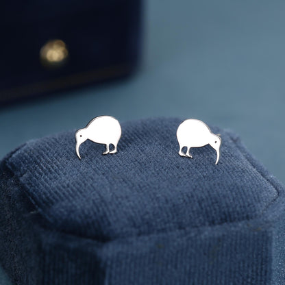 Kiwi Bird Stud Earrings in Sterling Silver, Cute Fun Quirky, Jewellery Gift for Her, Animal Lover, Nature Inspired, New Zealand Native
