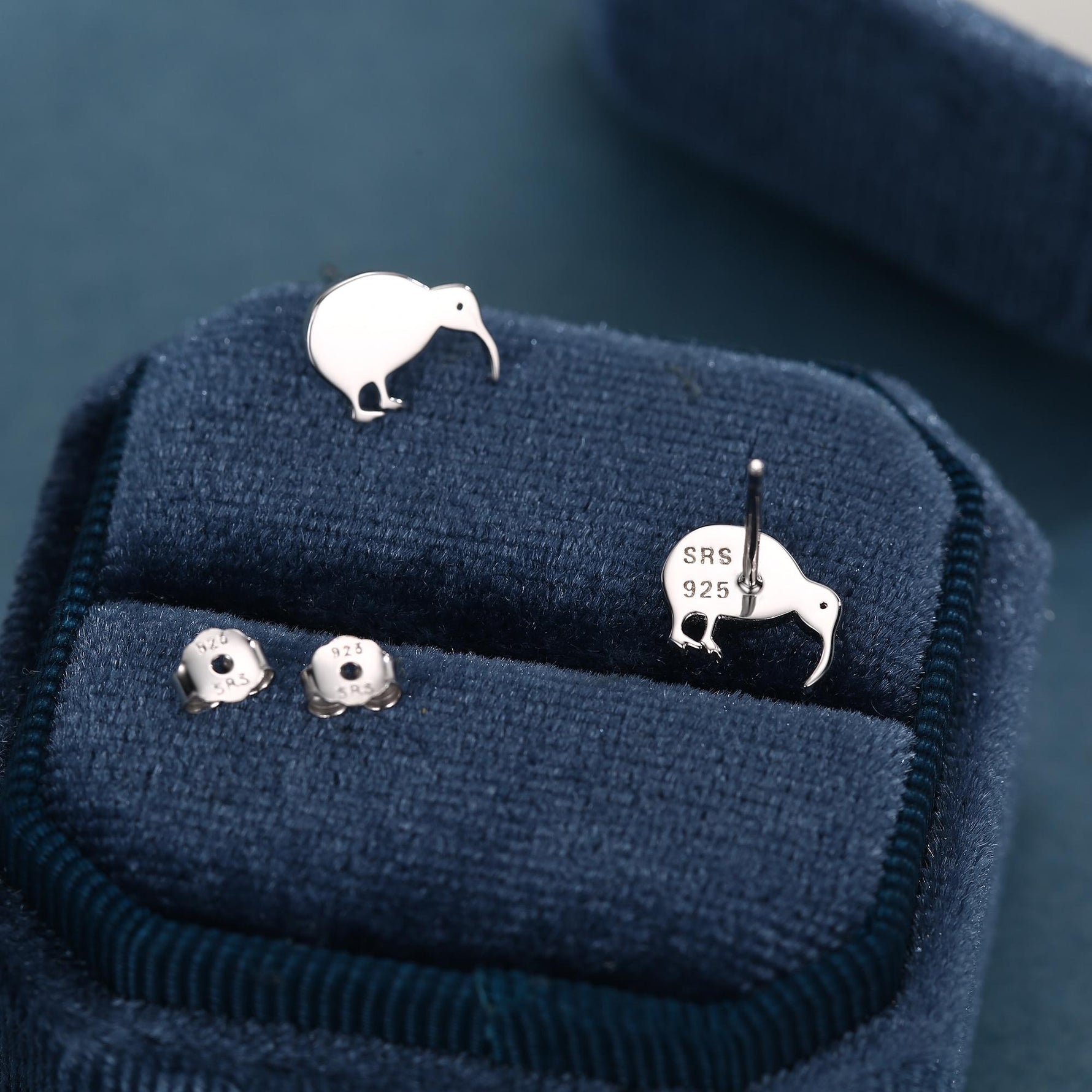 Kiwi Bird Stud Earrings in Sterling Silver, Cute Fun Quirky, Jewellery Gift for Her, Animal Lover, Nature Inspired, New Zealand Native