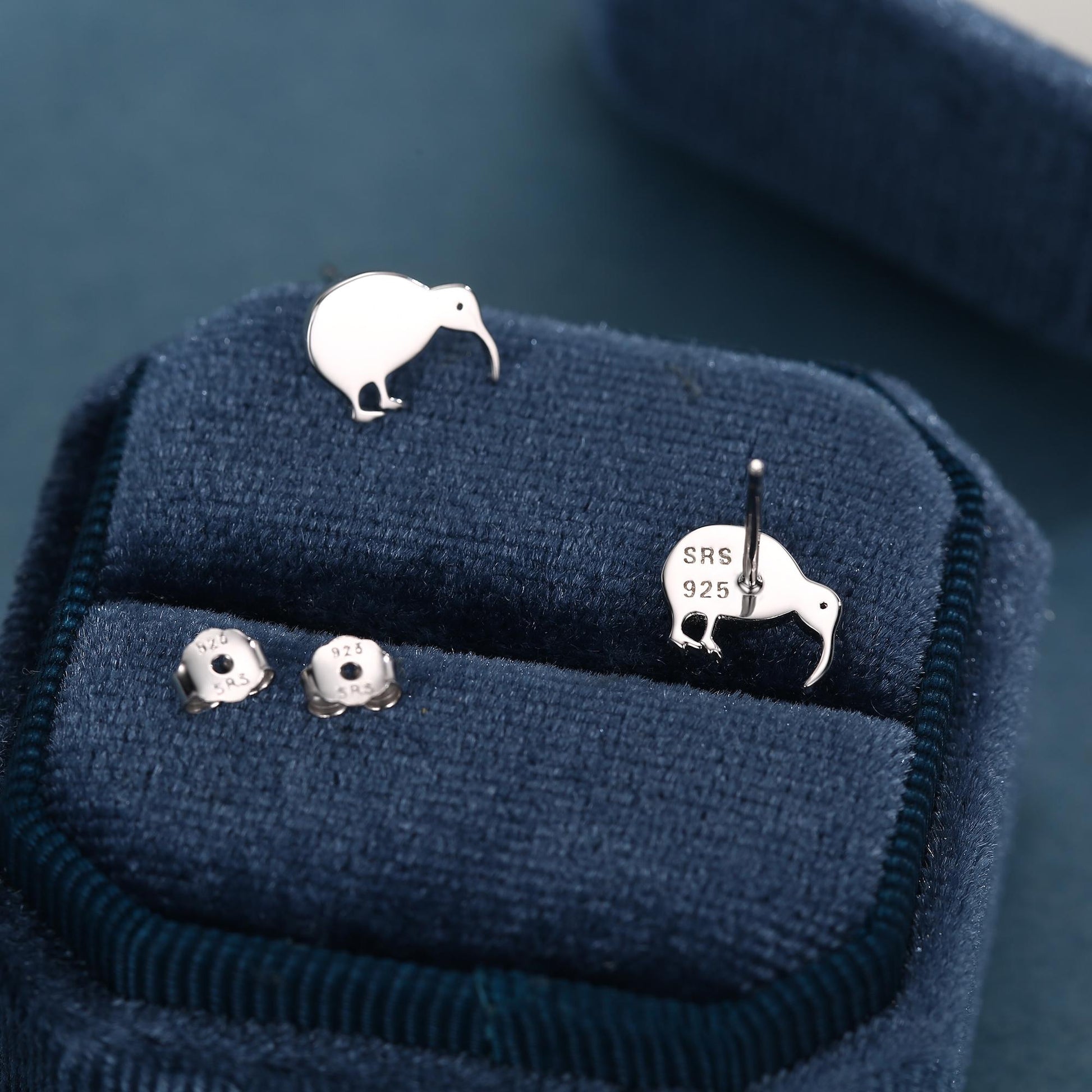 Kiwi Bird Stud Earrings in Sterling Silver, Cute Fun Quirky, Jewellery Gift for Her, Animal Lover, Nature Inspired, New Zealand Native