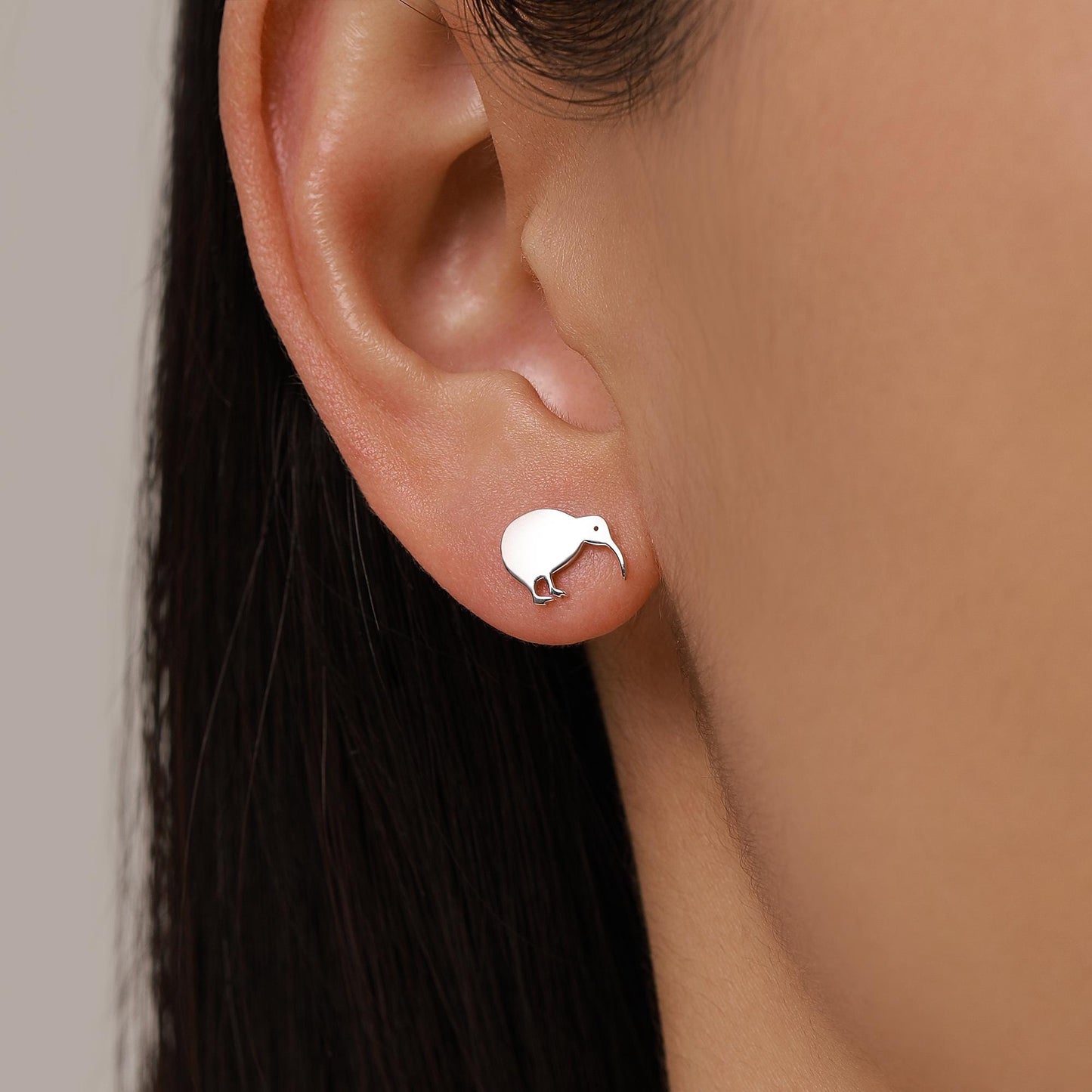 Kiwi Bird Stud Earrings in Sterling Silver, Cute Fun Quirky, Jewellery Gift for Her, Animal Lover, Nature Inspired, New Zealand Native