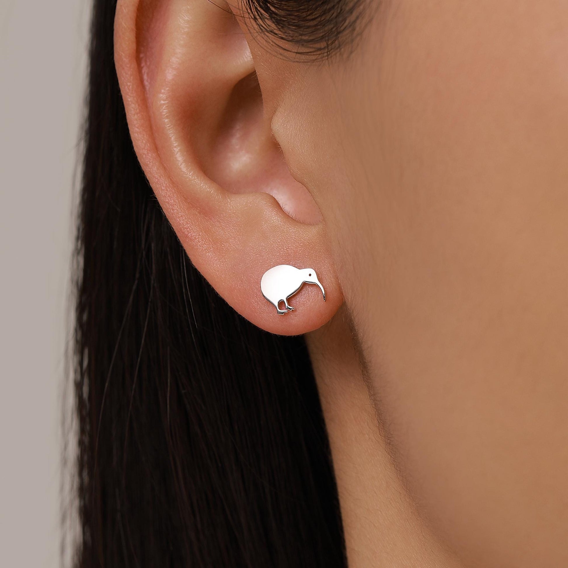 Kiwi Bird Stud Earrings in Sterling Silver, Cute Fun Quirky, Jewellery Gift for Her, Animal Lover, Nature Inspired, New Zealand Native