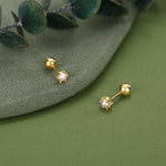 Sterling Silver Tiny Pearl 18G Screw Back Earrings with Ball Backs