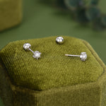 Sterling Silver Tiny Pearl 18G Screw Back Earrings with Ball Backs
