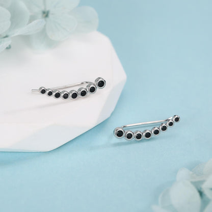 Pebble Black CZ Crawler Earrings in Sterling Silver, Silver or Gold, Dotted Ear Crawlers, Dots Crawler, Bobble Crawlers