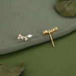 Clear CZ Cluster Stud Earrings in Sterling Silver, Silver or Gold, Geometric Marquise Cluster Earrings, CZ Wing Earrings, Mini Crawler