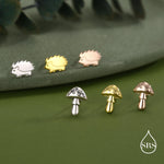 Mismatched Mushroom and Hedgehog Stud Earrings in Sterling Silver, Silver or Gold Finish, Oxidised Small Hedgehog and Mushroom Earrings