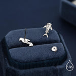 Mismatched Scuba Diver & Whale Shark Stud Earrings In Sterling Silver – Ocean Inspired Asymmetric Earrings, Minimalist Sea Life Jewellery
