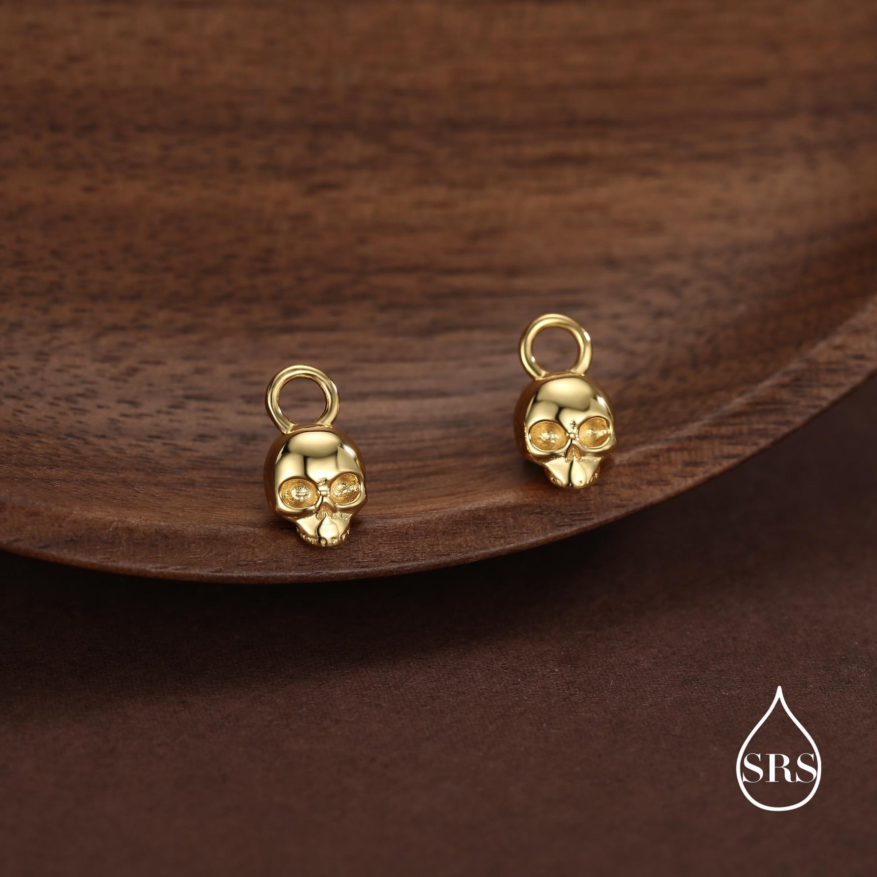 Sterling Silver Skull Charms for Huggie Hoops, Sold as a pair