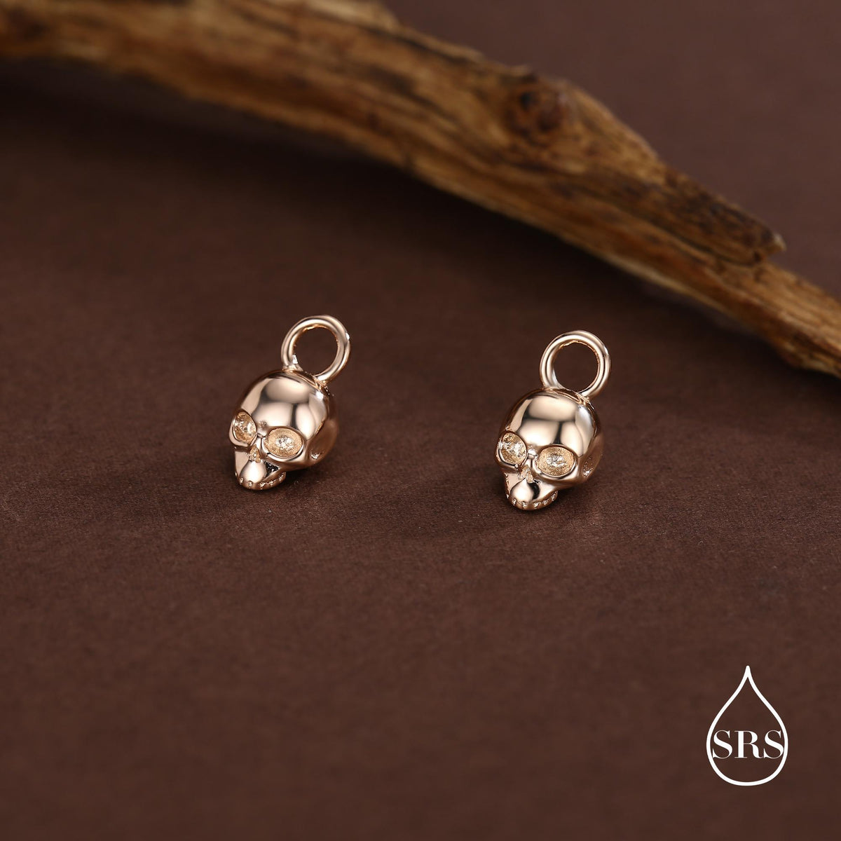 Sterling Silver Skull Charms for Huggie Hoops, Sold as a pair