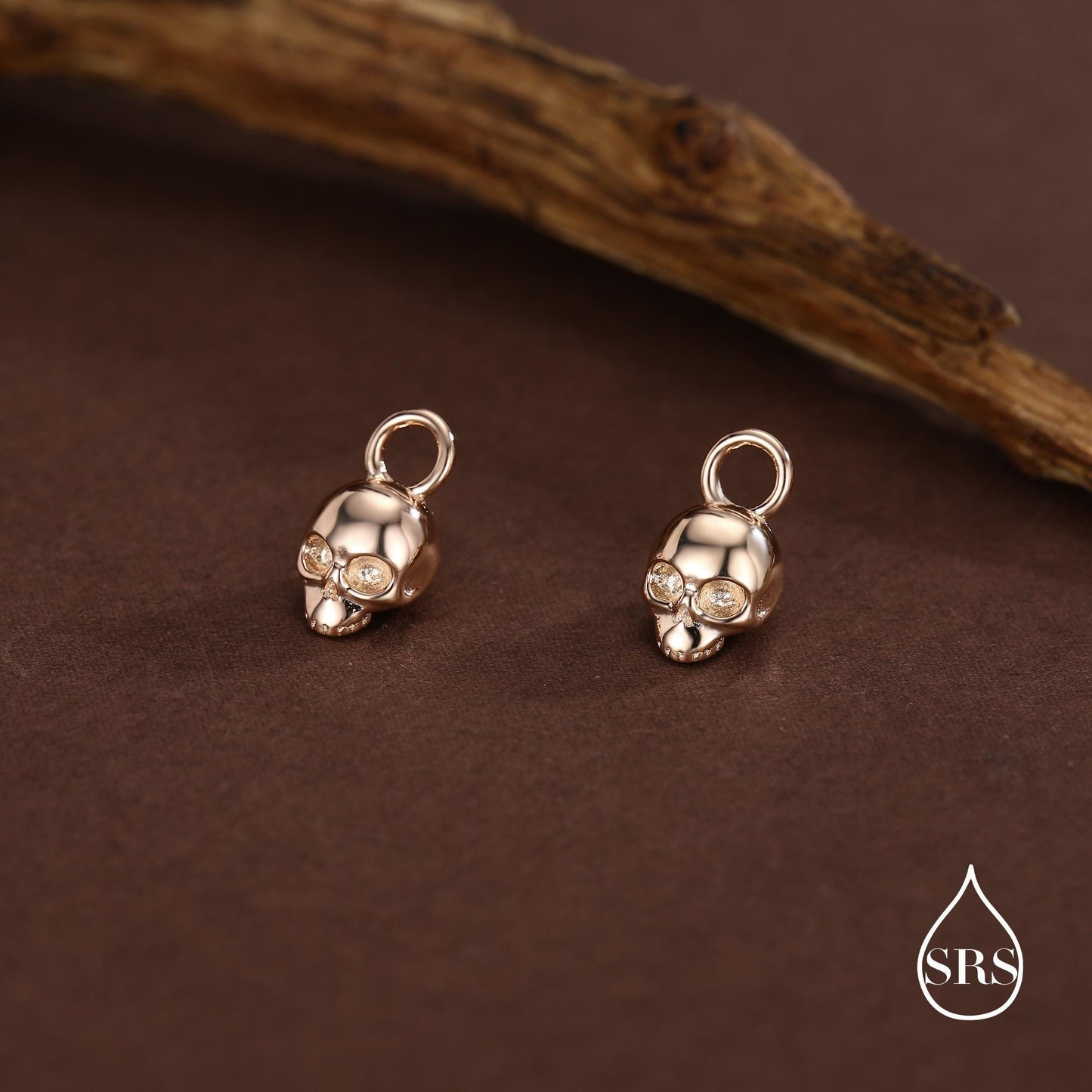 Sterling Silver Skull Charms for Huggie Hoops, Sold as a pair