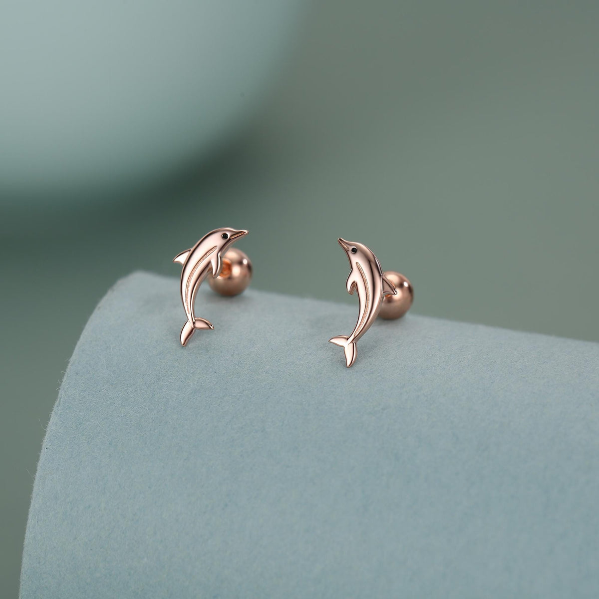 Sterling Silver Dolphin 18G Screw Back Earrings with Ball Backs