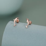 Sterling Silver Dolphin 18G Screw Back Earrings with Ball Backs