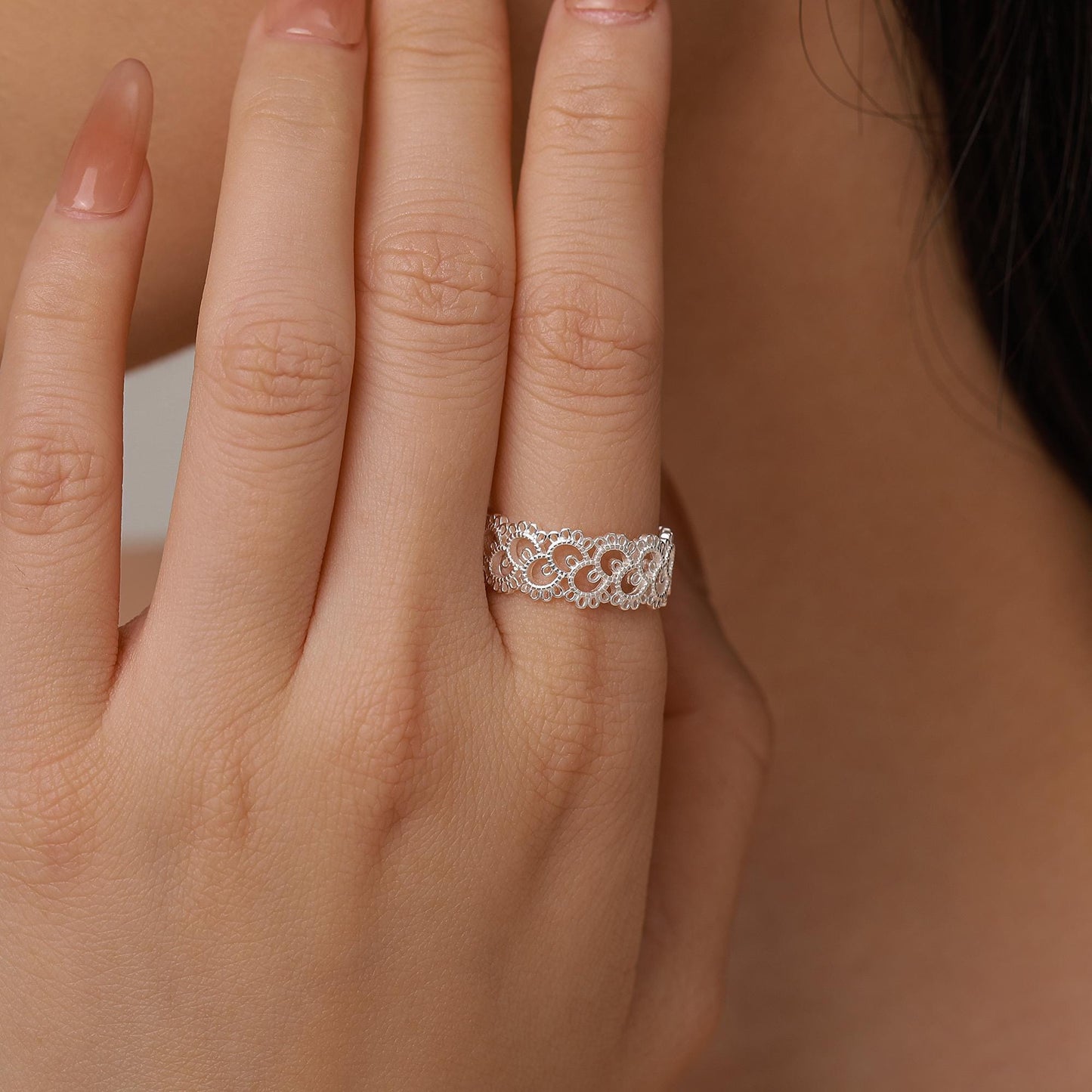 Sterling Silver Lace Filigree Band Ring