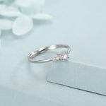 Tiny Moonstone Ring in Sterling Silver, Adjustable Size, 4mm Moonstone Ring, Prong Set, Lab Moonstone Ring, Delicate Stacking Ring,