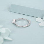 Tiny Moonstone Ring in Sterling Silver, Adjustable Size, 4mm Moonstone Ring, Prong Set, Lab Moonstone Ring, Delicate Stacking Ring,