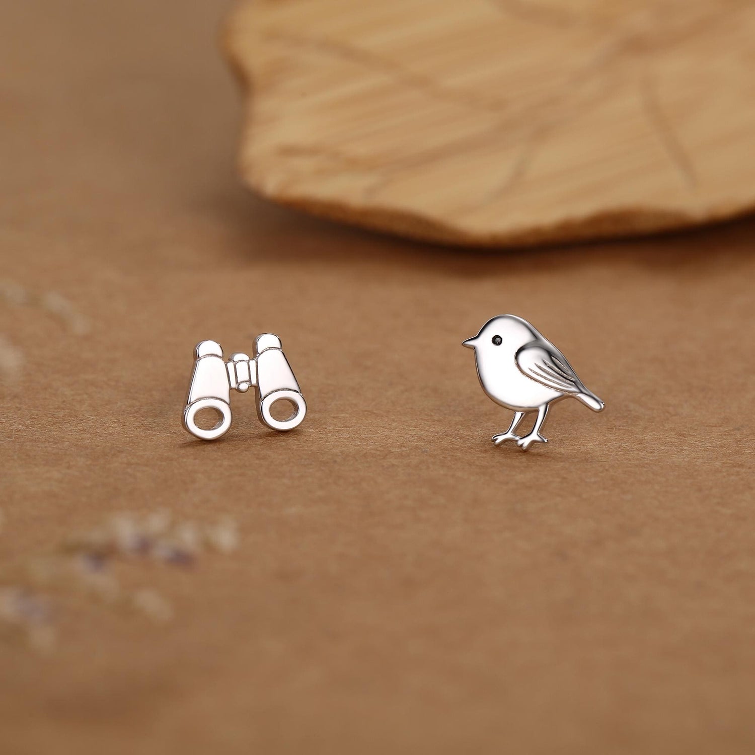 Sterling Silver Birdwatcher Mismatched Stud Earrings