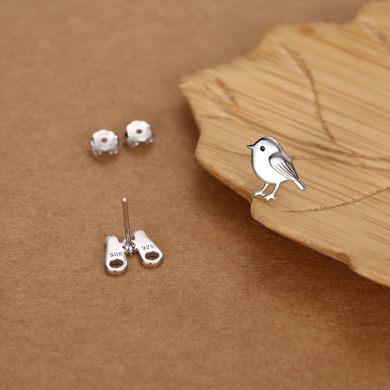 Sterling Silver Birdwatcher Mismatched Stud Earrings