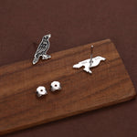 Sterling Silver Crow Raven Bird Stud Earrings