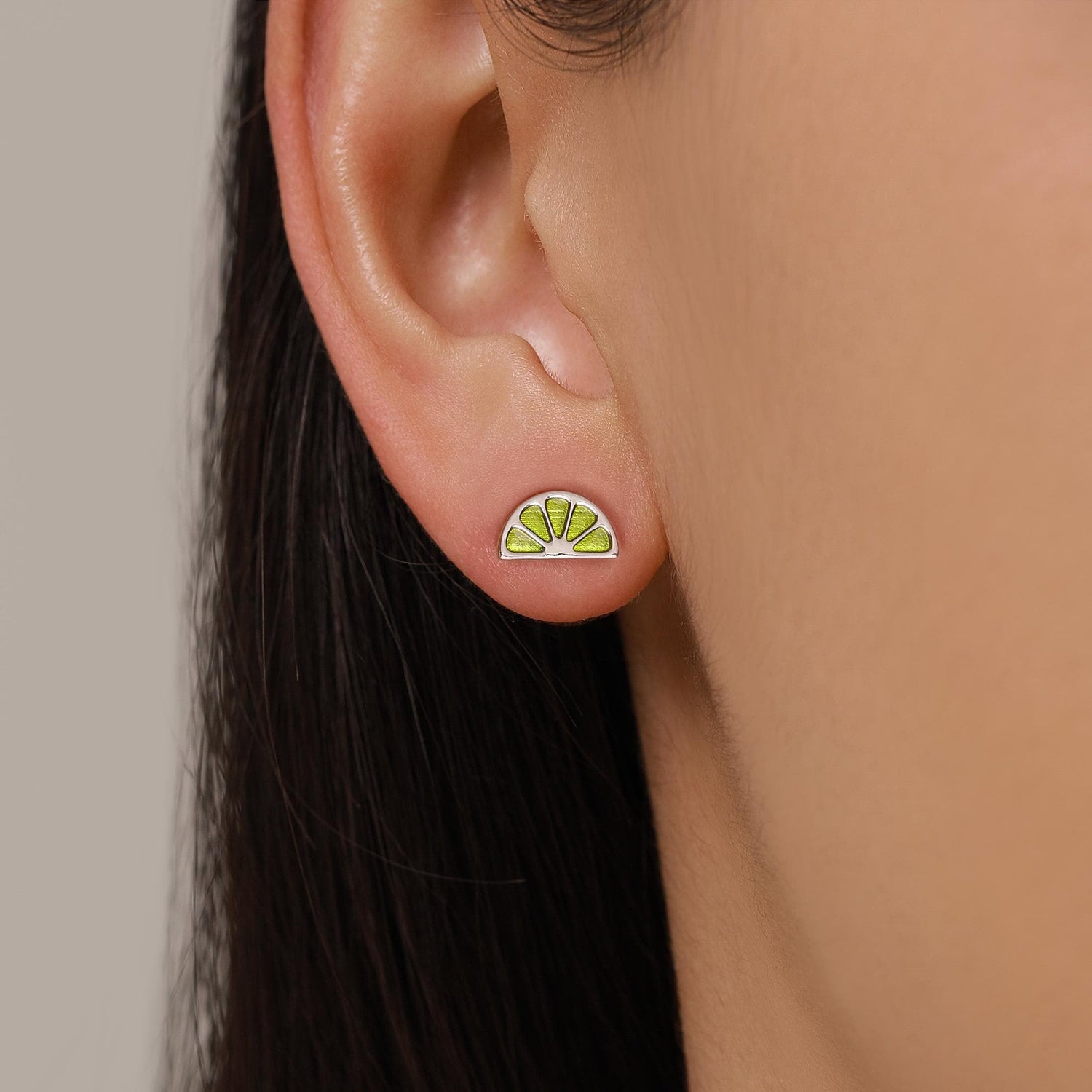 Sterling Silver Lime Slice Stud Earrings