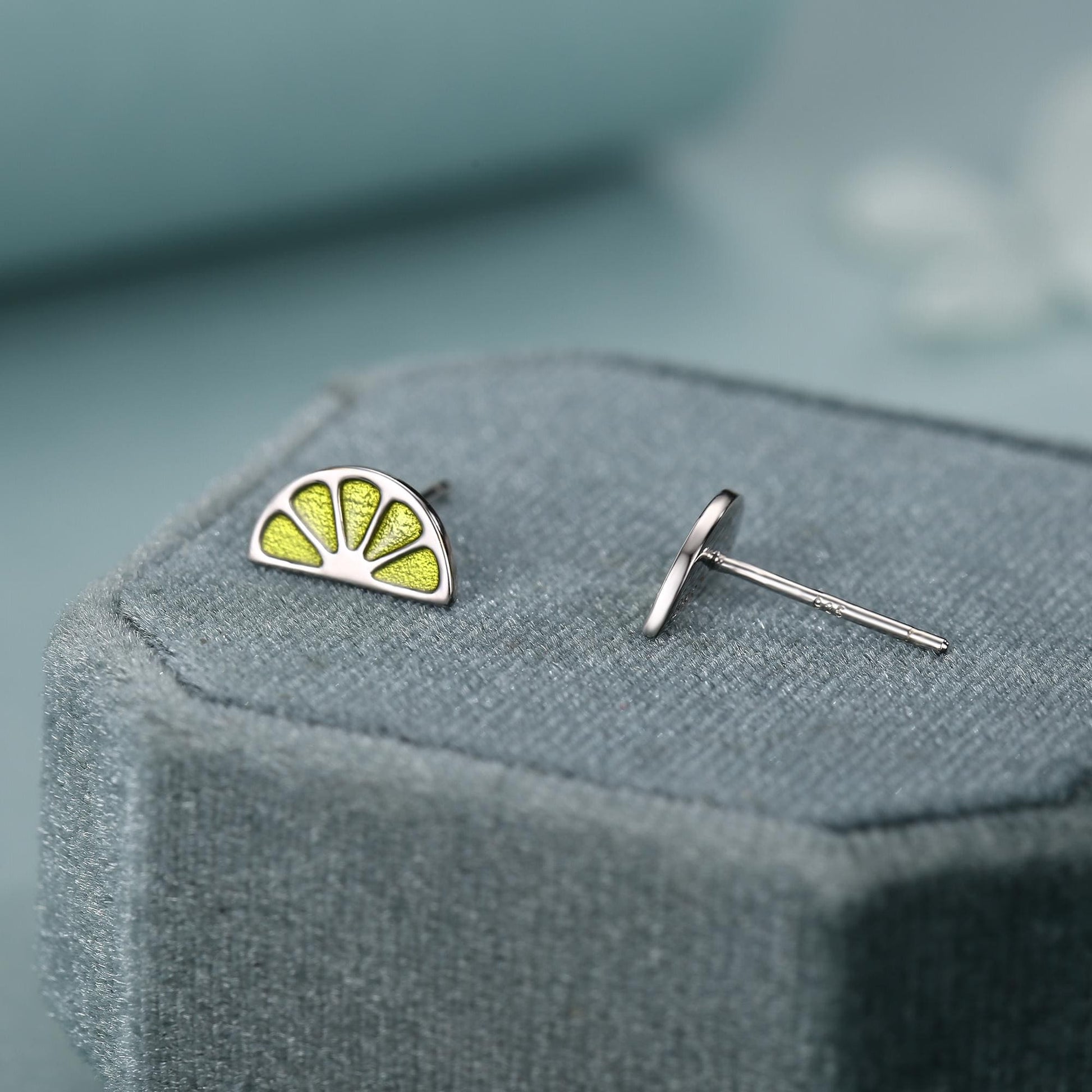 Sterling Silver Lime Slice Stud Earrings