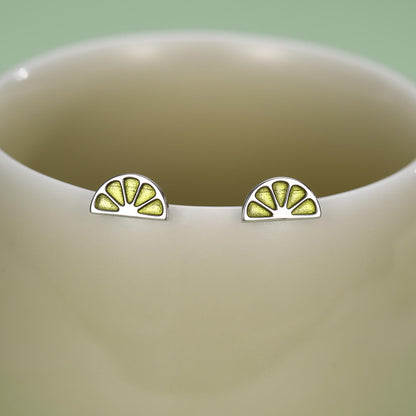Sterling Silver Lime Slice Stud Earrings