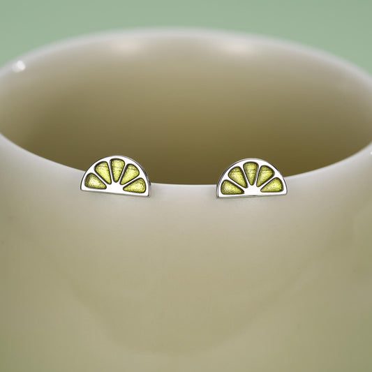 Sterling Silver Lime Slice Stud Earrings