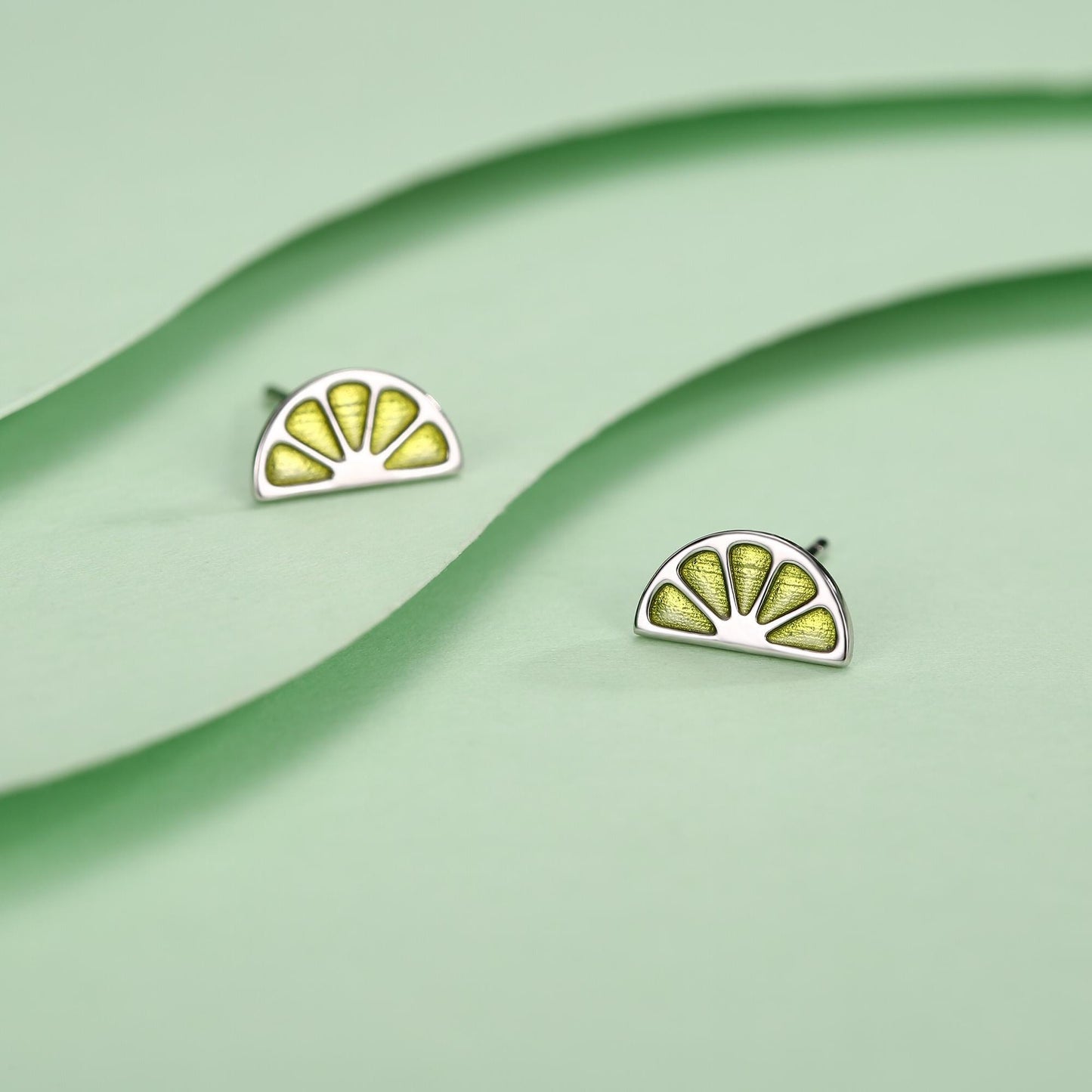 Sterling Silver Lime Slice Stud Earrings
