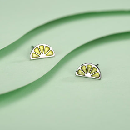 Sterling Silver Lime Slice Stud Earrings