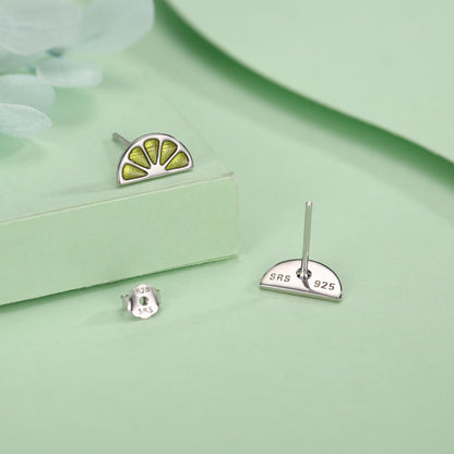 Sterling Silver Lime Slice Stud Earrings