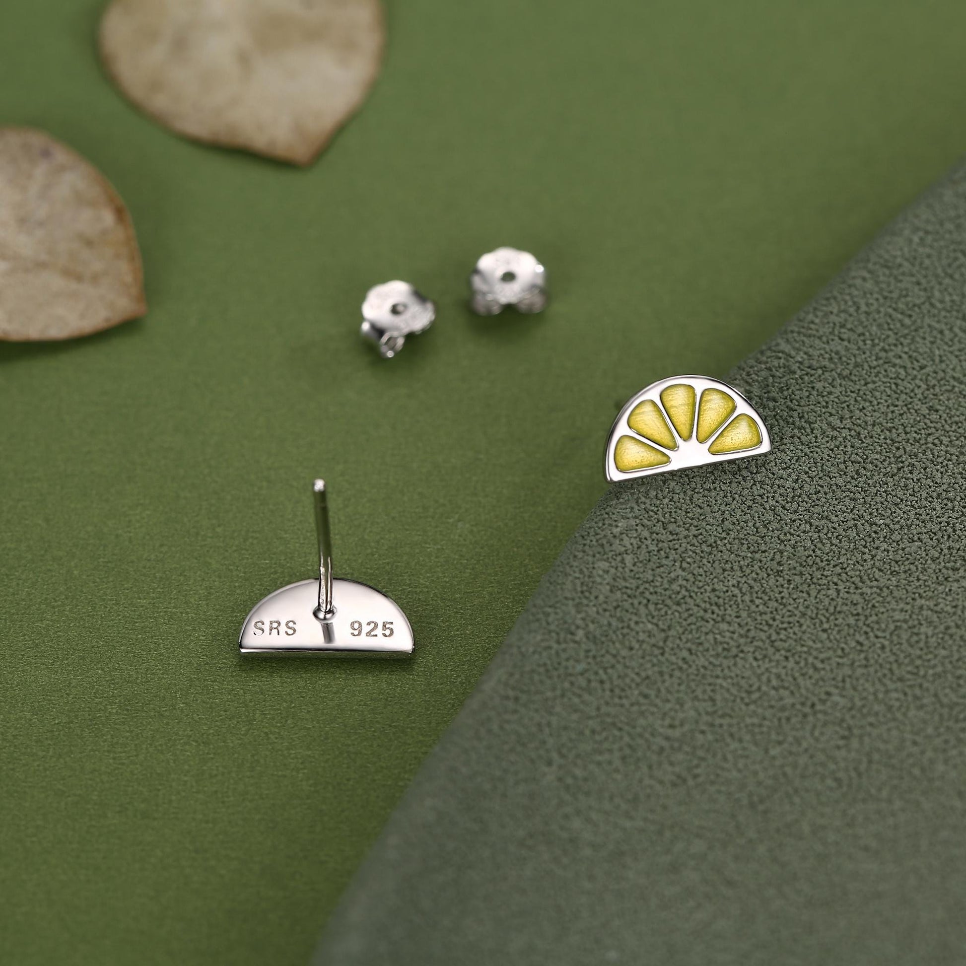 Sterling Silver Lemon Slice Stud Earrings