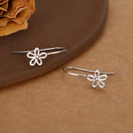 Sterling Silver Forget-me-not Flower Drop Hook Earrings, Silver or Gold or Rose Gold, Daisy Earrings, Minimalist Forget me not Earrings