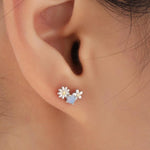 Tiny Forget Me Not Flower Bouquet CZ Stud Earrings in Sterling Silver, CZ Flower Cluster Stud Earrings