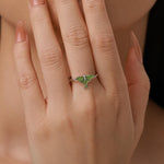 Sterling Silver Green Enamel Lunar Moth Ring