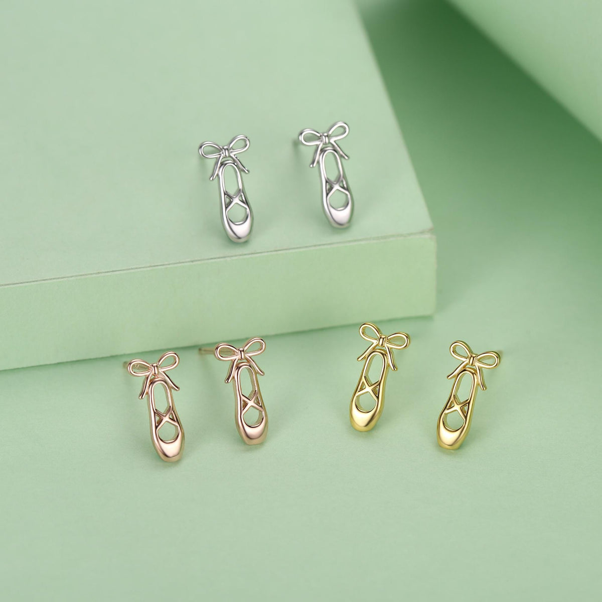 Sterling Silver Ballet Shoe Stud Earrings