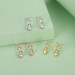 Sterling Silver Ballet Slipper 16G Flat Back Earrings