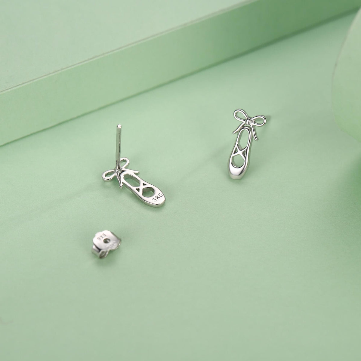 Sterling Silver Ballet Shoe Stud Earrings