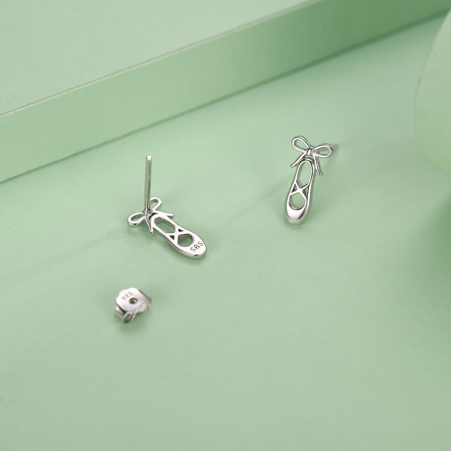 Sterling Silver Ballet Shoe Stud Earrings