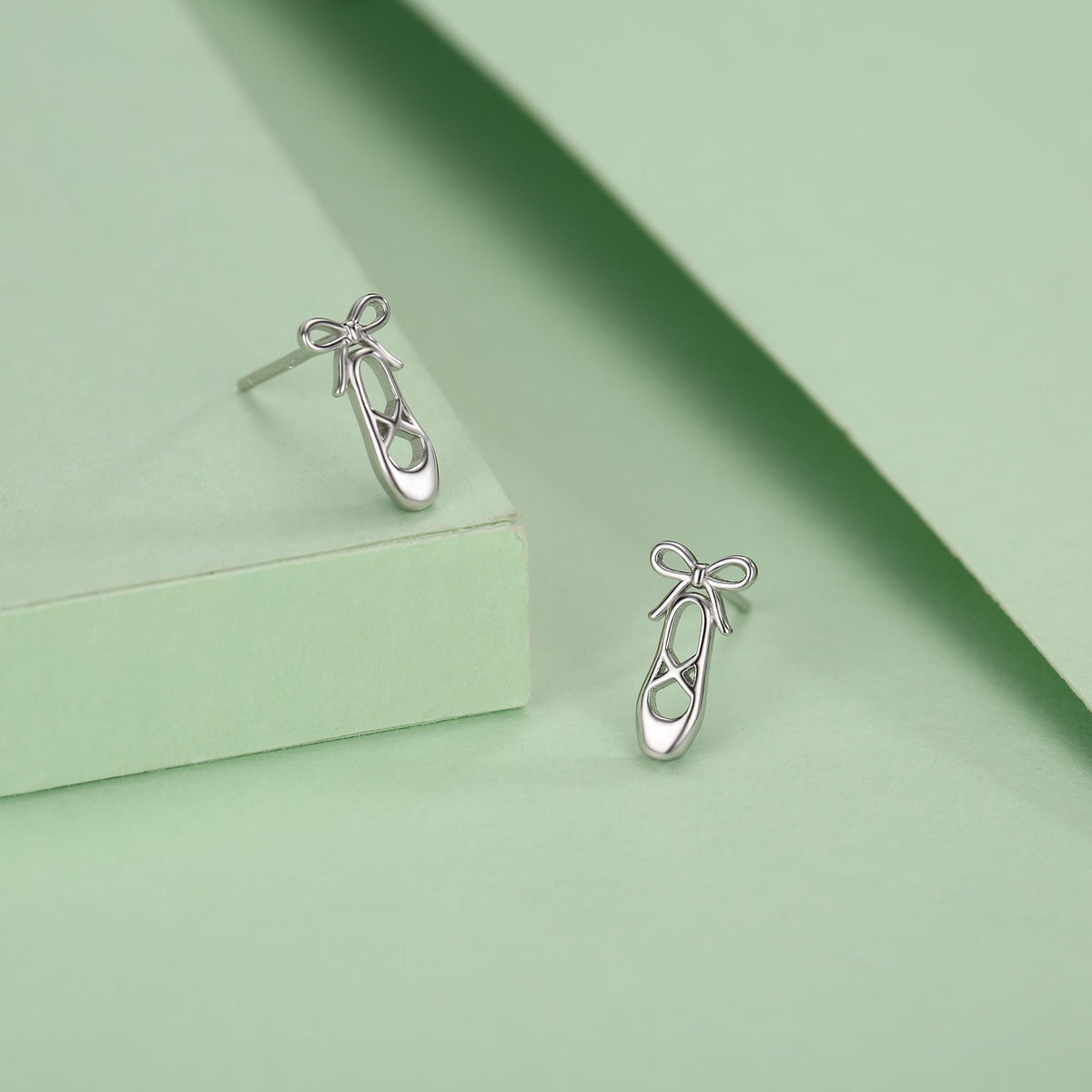Sterling Silver Ballet Shoe Stud Earrings