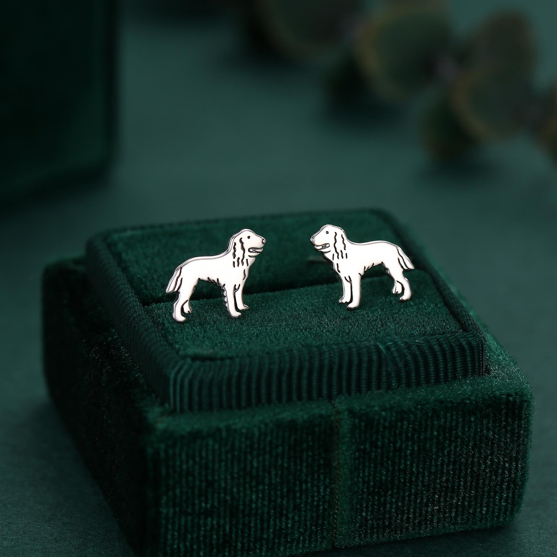 Sterling Silver Cocker Spaniel Stud Earrings