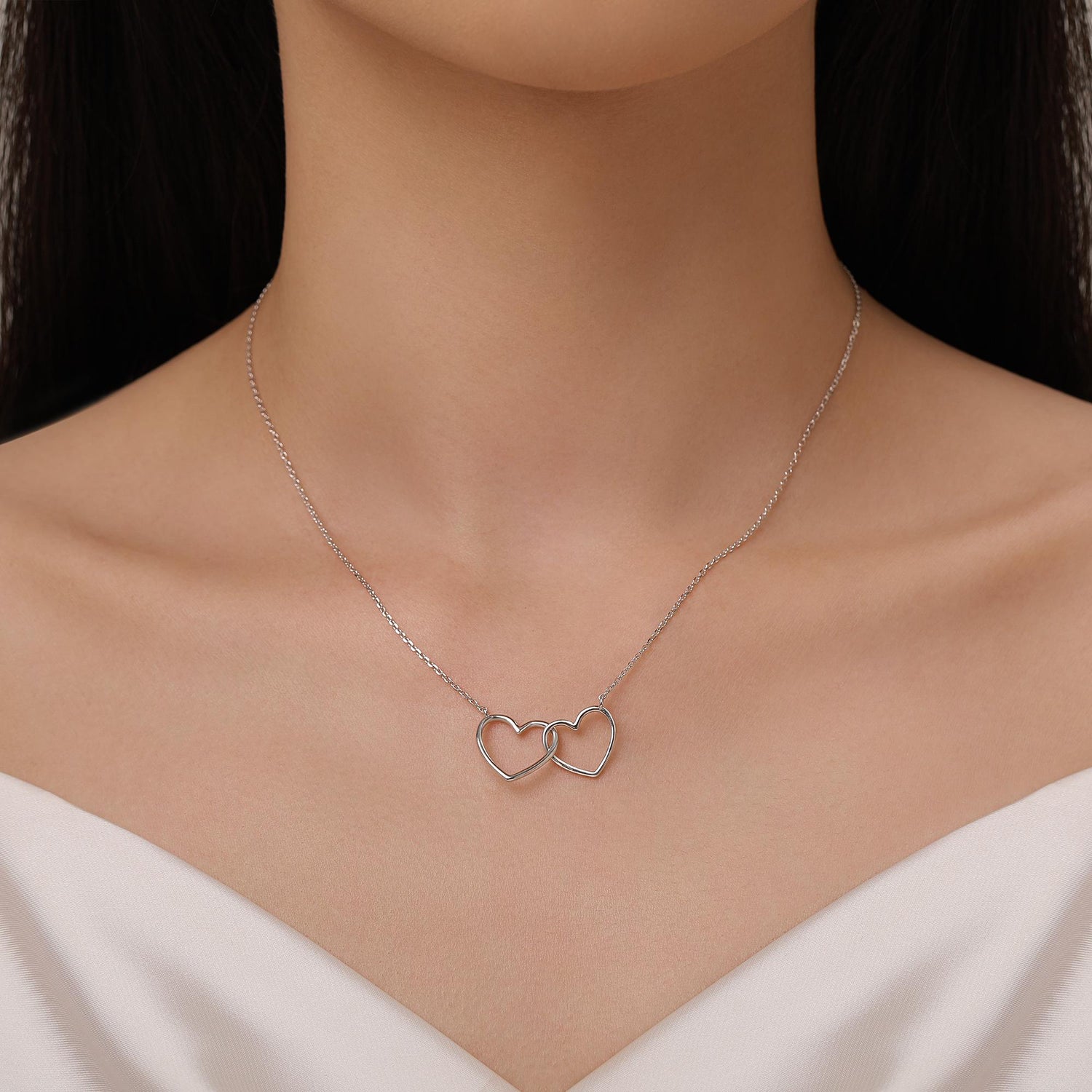 Sterling Silver Interlocking Heart Necklace