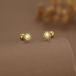 Sterling Silver Cute Sun 18G Screw Back Stud Earrings with Ball Backs