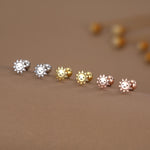 Sterling Silver Cute Sun 18G Screw Back Stud Earrings with Ball Backs