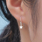 Extra Tiny Star Dangle Drop Hook Earrings in Sterling Silver, Silver or Gold or Rose Gold, Tiny Star Dangle Earrings