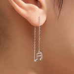 Mismatched Pair of Music Symbol Threader Earrings in Sterling Silver, Silver, Gold or Rose Gold, Tiny Music Note Ear Threaders